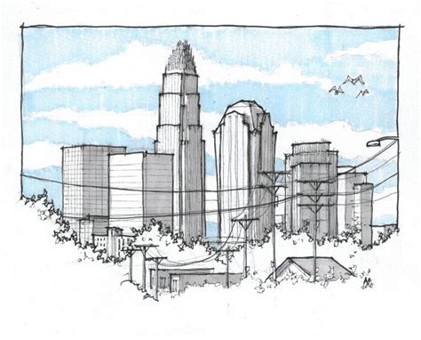 Charlotte Skyline Drawing at PaintingValley.com | Explore collection of ...