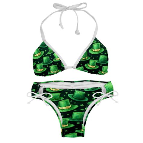 Saint Patrick S Day Swimsuit Women Bikini Set With Detachable Sponge And Adjustable Strap