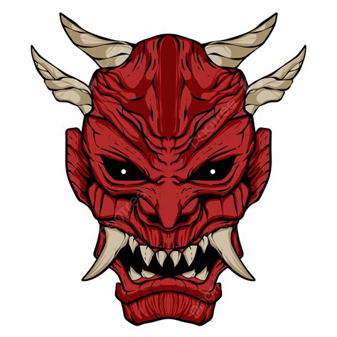 Oni Mask Illustration Art Vector Japan Style Red Devil Oni Mask Devil