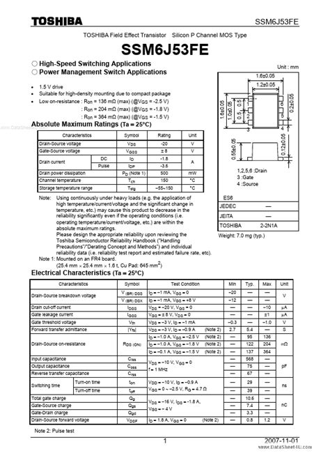 Ssm J Fe Datasheet Pdf High Current Switching Applications