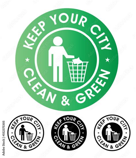 Keep Your City Clean And Green Vector Icon Set Green In Color