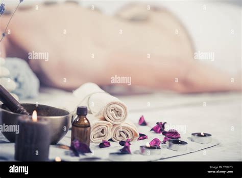 Beautiful Girl In Spa Salon Adult Woman Having Hot Stone Massage In Spa Salon Beauty Treatment