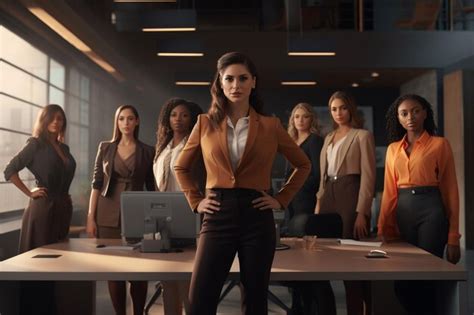 Premium Photo Group Of Confident And Diverse Lesbian Generative Ai
