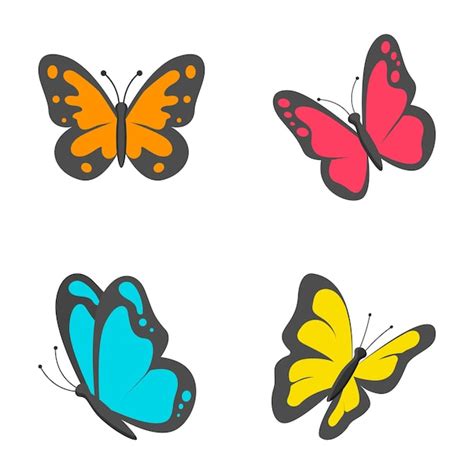 Premium Vector A Set Of Butterflies With Different Colors And The