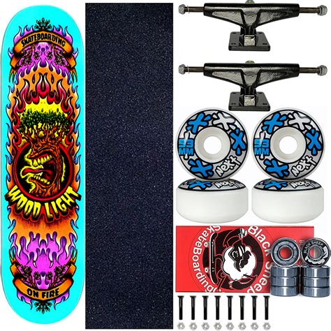 Skate Completo Shape Marfim Wood Light On Fire Blue Virtual Skate