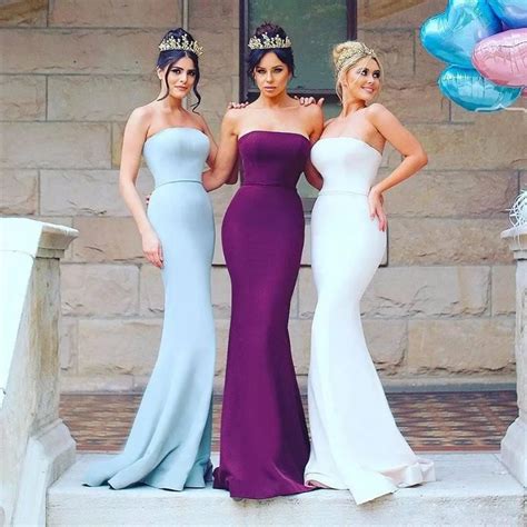 Elegant Mermaid Strapless Bridesmaid Dresses Sleeveless Floor Length