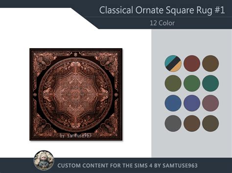 HQ Classical Ornate Square Dance Rug 1 Samtuse963 The Sims 4 Build