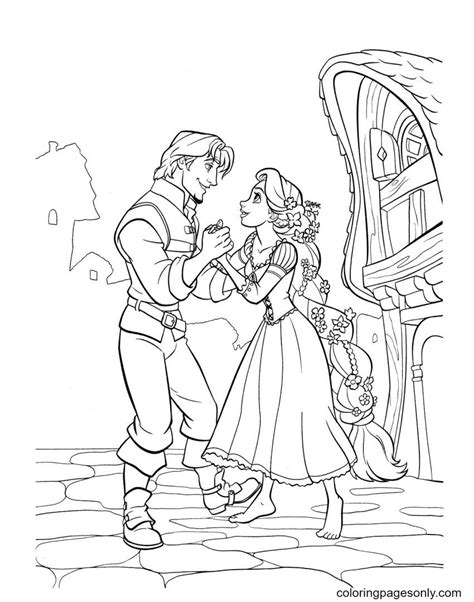 Disney Rapunzel And Flynn Coloring Page Free Printable Coloring Pages