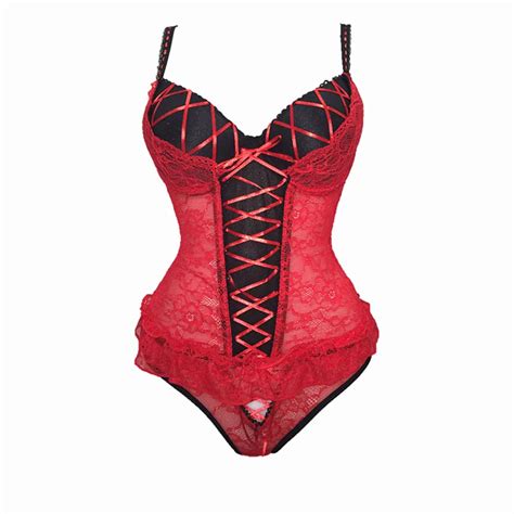 Women Sexy Lingerie Bustier Corset Lace Teddy Bodysuit Video Mature Girl Erotic Set Erotic