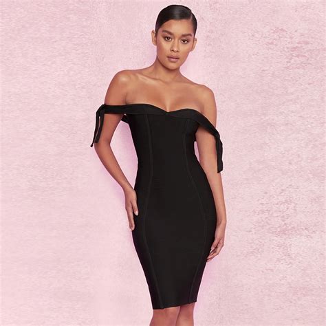 Women Sexy Bandage Dress Black Rayon Evening Party Fashion Women