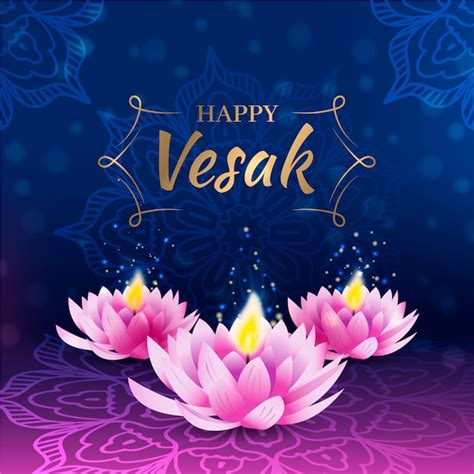 Premium Vector Realistic Vesak Celebration With Lotus Flowers