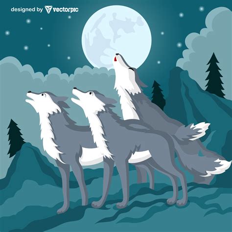 Wolf Howling Animal Cartoon Characters Free Vector