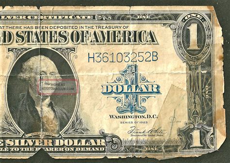 1923 Large Silver Certificate One Dollar Bill Blue Seal Note Bill
