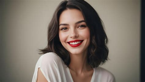 Premium Photo A Woman With A Red Lipstick On Her Face