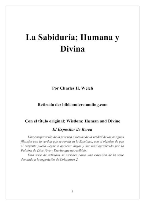 PDF La Sabiduría Humana y Divina bibleunderstanding coma Humana y