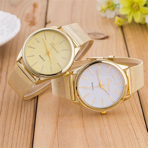 Luxury Brand Ladies Watch Gold Stainless Steel Quartz Wristwatch Clock