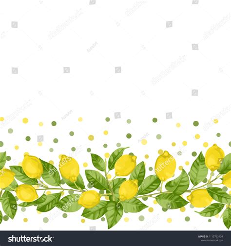 Lemon Brunches Seamless Border Watercolor Style Stock Vector Royalty