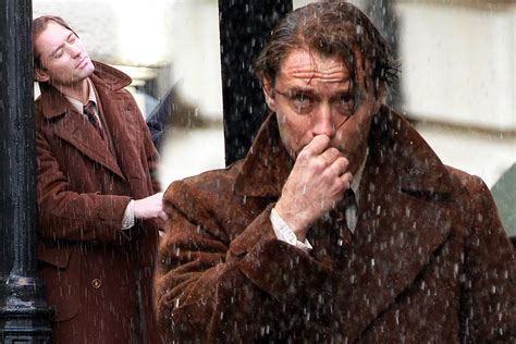 Jude Law Is Seen Filming Scenes In Manchester For His New Movie Genius