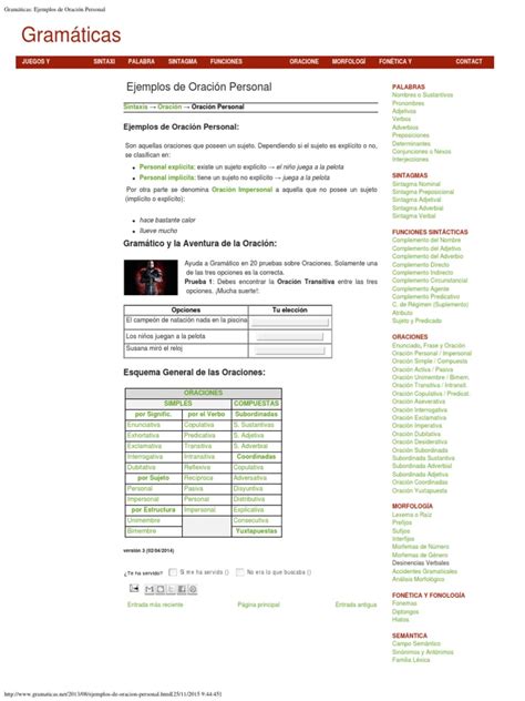 PDF Gramáticas Ejemplos de Oración Personal DOKUMEN TIPS