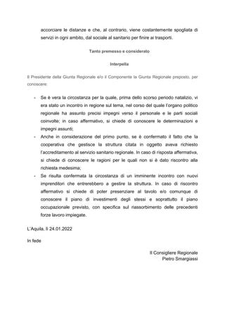 Interpellanza Residenza Santa Maria Del Monte PDF