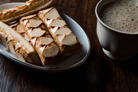 Puff Pastry Glazed Italian Biscuits Cappuccino Coffee Sfogliatine Stock