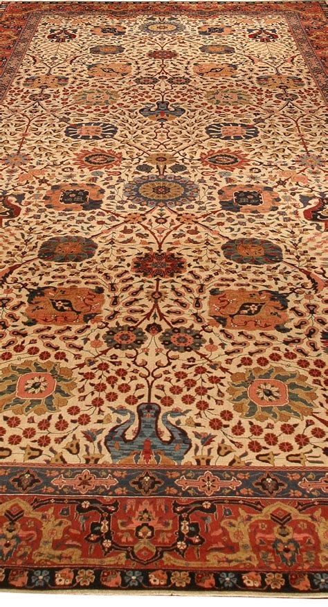 Fine Antique Indian Amritsar Botanic Handmade Wool Rug Bb4513 By Dlb