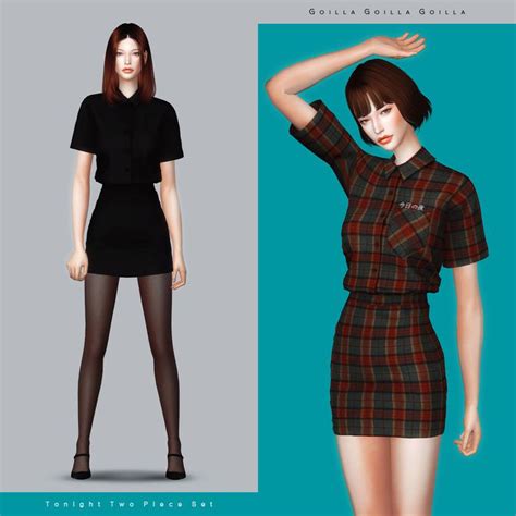 Tonight Two Piece Set Gorilla Gorilla Gorilla Sims 4 Clothing Sims