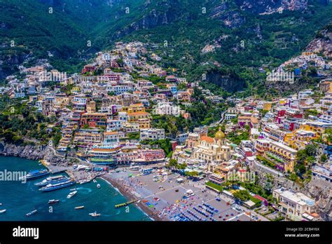 Aerial View Of Positano On Italy S Amalfi Coast Stock Photo Alamy