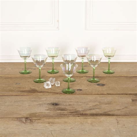 20th Century Art Deco Iridescent And Green Cocktail Glasses Da5832252 Lorfords Antiques