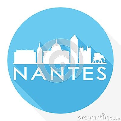 Nantes France Round Icon Vector Art Flat Shadow Design Skyline City