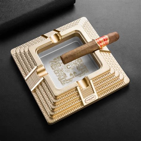 CIGARLOONG Cigar Ashtray Cigarette Ashtrays Metal Square Luxury