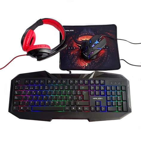 Combo Gamer 4 En 1 Halion Ha 403c Hunter Teclado Mouse Auricularpad Mouse Plazavea Plazavea