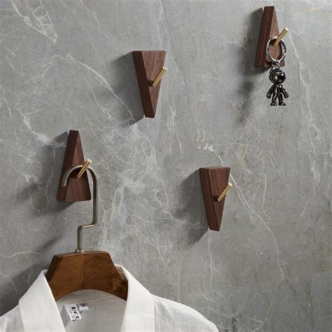 Set Of Entryway Wooden Coat Hooks Wall Mount Black Walnut Etsy