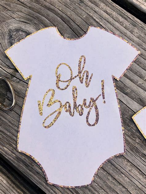 Gold Oh Baby Onesie Shape Advice For Parenthood Printable Etsy