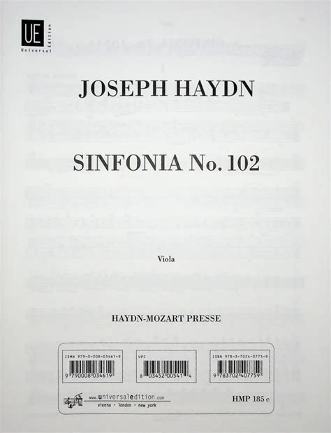 Sinfonia Nr 102 B Dur Hob I 102 Von Joseph Haydn Im Stretta Noten