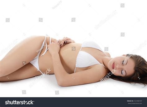 Girl Bikini Isolated On White Stock Photo 161096747 Shutterstock