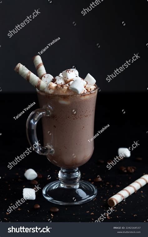 Glass Hot Chocolate Marshmallows Wafer Stick Stock Photo Shutterstock