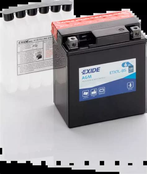 BATERÍA EXIDE MOTO Agm Etx7L Bs 6Ah 100A En 12V E0 11 5Cm X 7Cm X