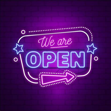 Free Vector Neon We Are Open Sign