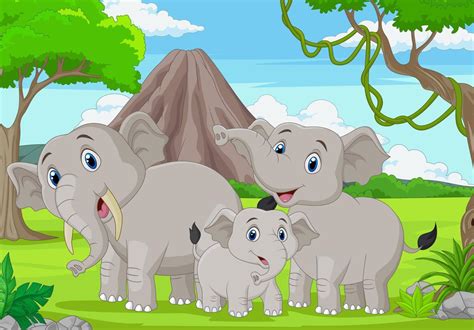 Cartoon elephants family in the jungle 5162112 Vector Art at Vecteezy