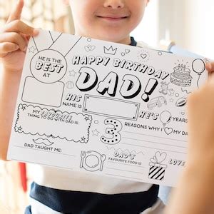 Happy Birthday Dad Coloring Page Printable All About Dad Fill In