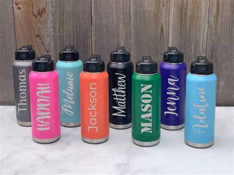 Personalized Laser Engraved Water Bottle With Name Oz Etsy In