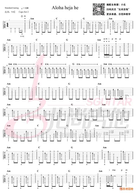《aloha Heja He》吉他谱吉他指弹独奏谱指弹演示示范 吉他园地