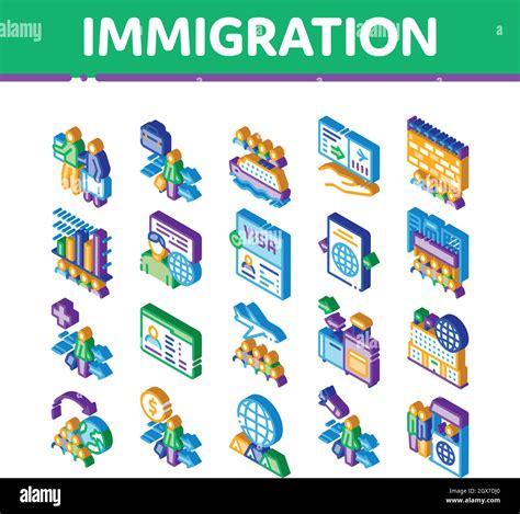 Immigration Refugee Isometric Icons Set Vector Stock Vector Image And Art