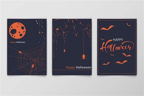 Halloween Hand Drawn Invitation Or Greeting Cards Set Vector