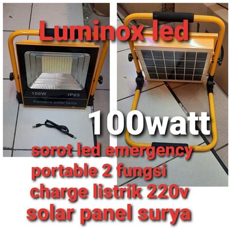 Jual Lampu Sorot Tembak Emergency Led Solar Panel Surya Portable