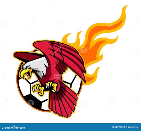 Flying Bald Eagle and Flaming Soccer Ball Stock Vector - Illustration of feather, gripping: 64797069