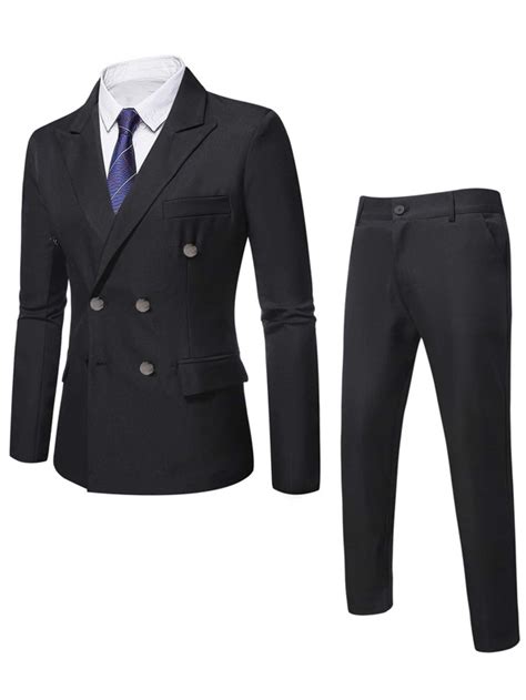 Manfinity Men 1pc Double Breasted Blazer And 1pc Suit Pants Shein Usa