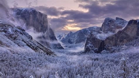 yosemite national park, tunnel view, frost, cold, el capitan, yosemite ...