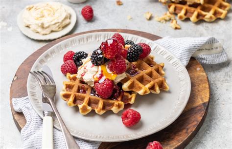 Fresh Berries Berry Belgian Waffles With Whipped Maple Butter